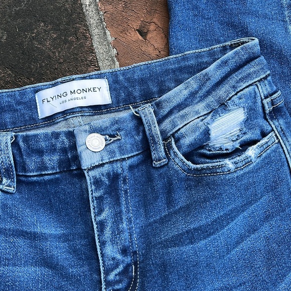 Flying monkey distressed mid-rise skinny blue jeans size 29 - Picture 2 of 6